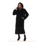 The Noctura Reversible Hooded Shearling Leather Jacket Black