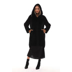 The Noctura Reversible Hooded Shearling Leather Jacket Black