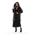 The Noctura Reversible Hooded Shearling Leather Jacket Black