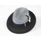 Men's Milani Straw Braided Fedora Hat Soft Crushable FDS-006 Black/White