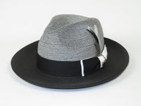 Men's Milani Straw Braided Fedora Hat Soft Crushable FDS-006 Black/White