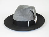 Men's Milani Straw Braided Fedora Hat Soft Crushable FDS-006 Black/White