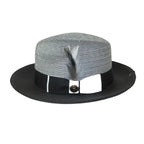 Men's Milani Straw Braided Fedora Hat Soft Crushable FDS-006 Black/White