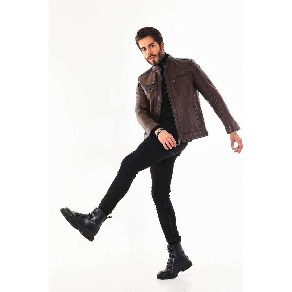 The Rossi Dark Brown Leather Men Jacket