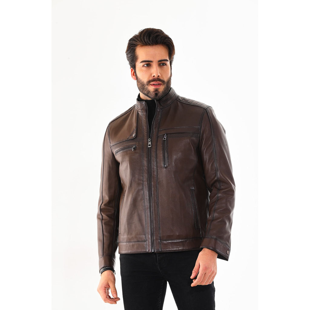 The Rossi Dark Brown Leather Men Jacket