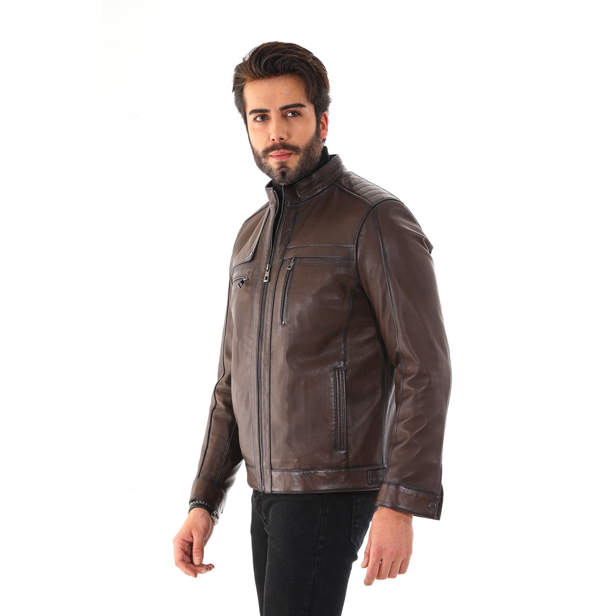 The Rossi Dark Brown Leather Men Jacket