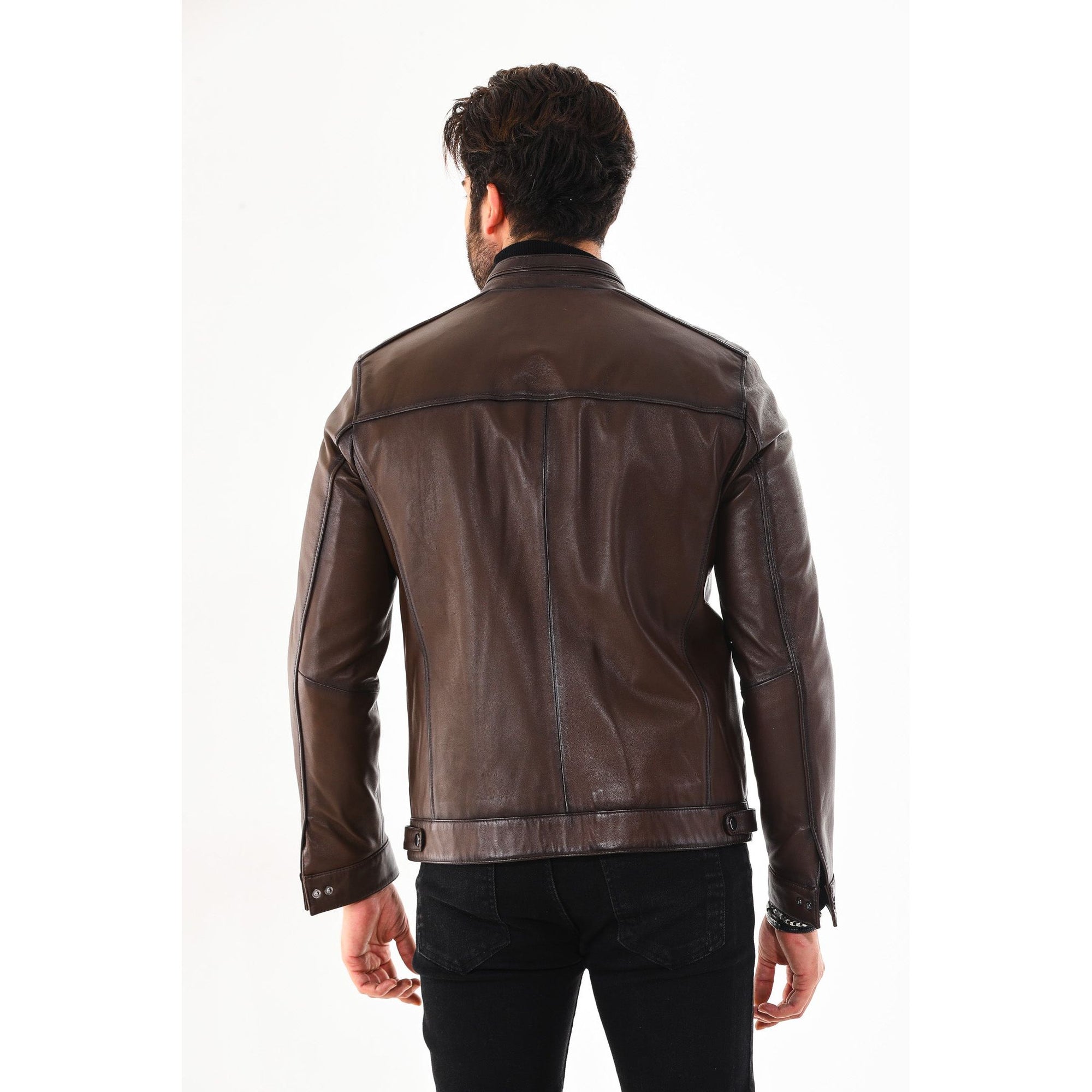 The Rossi Dark Brown Leather Men Jacket