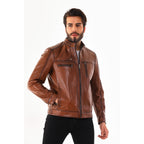 The Rossi Cognac Brown Leather Men Jacket
