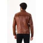 The Rossi Cognac Brown Leather Men Jacket