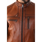 The Rossi Cognac Brown Leather Men Jacket