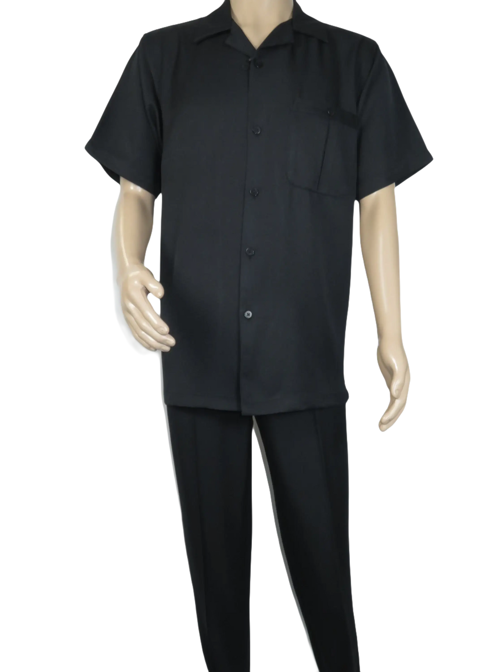 Men 2pc Walking Leisure Suit Short Sleeves By DREAMS 256-001 Black