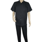 Men 2pc Walking Leisure Suit Short Sleeves By DREAMS 256-001 Black