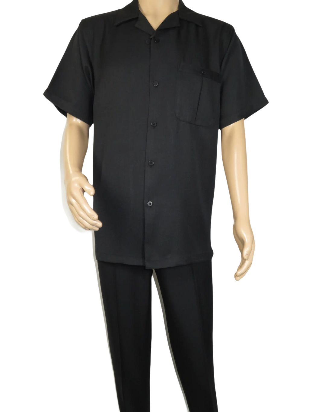 Men 2pc Walking Leisure Suit Short Sleeves By DREAMS 256-001 Black