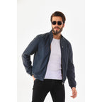 Vinci The Como Navy Blue Leather Bomber Jacket