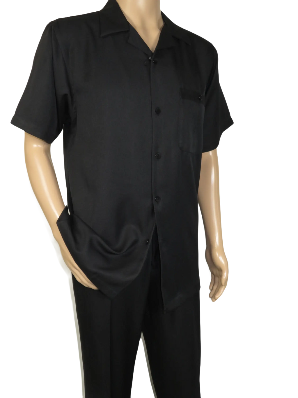 Men 2pc Walking Leisure Suit Short Sleeves By DREAMS 256-001 Black