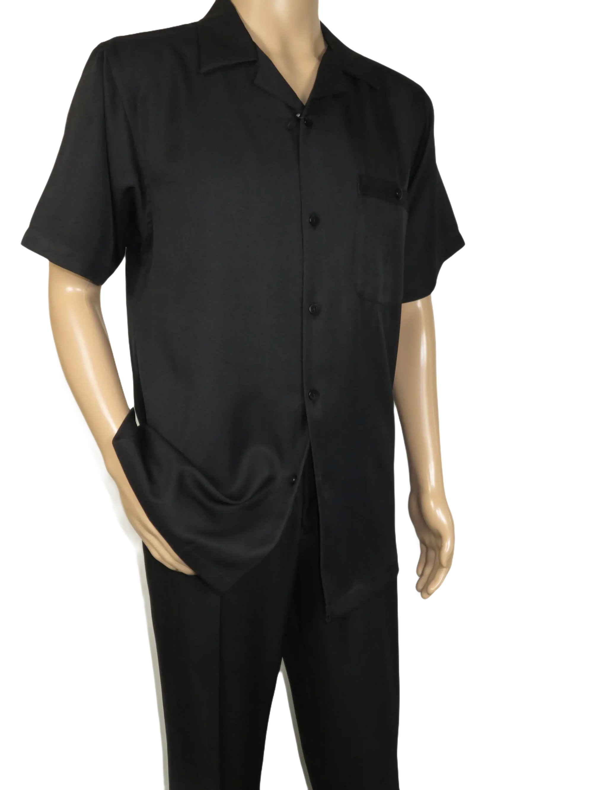 Men 2pc Walking Leisure Suit Short Sleeves By DREAMS 256-001 Black