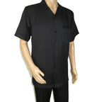 Men 2pc Walking Leisure Suit Short Sleeves By DREAMS 256-001 Black