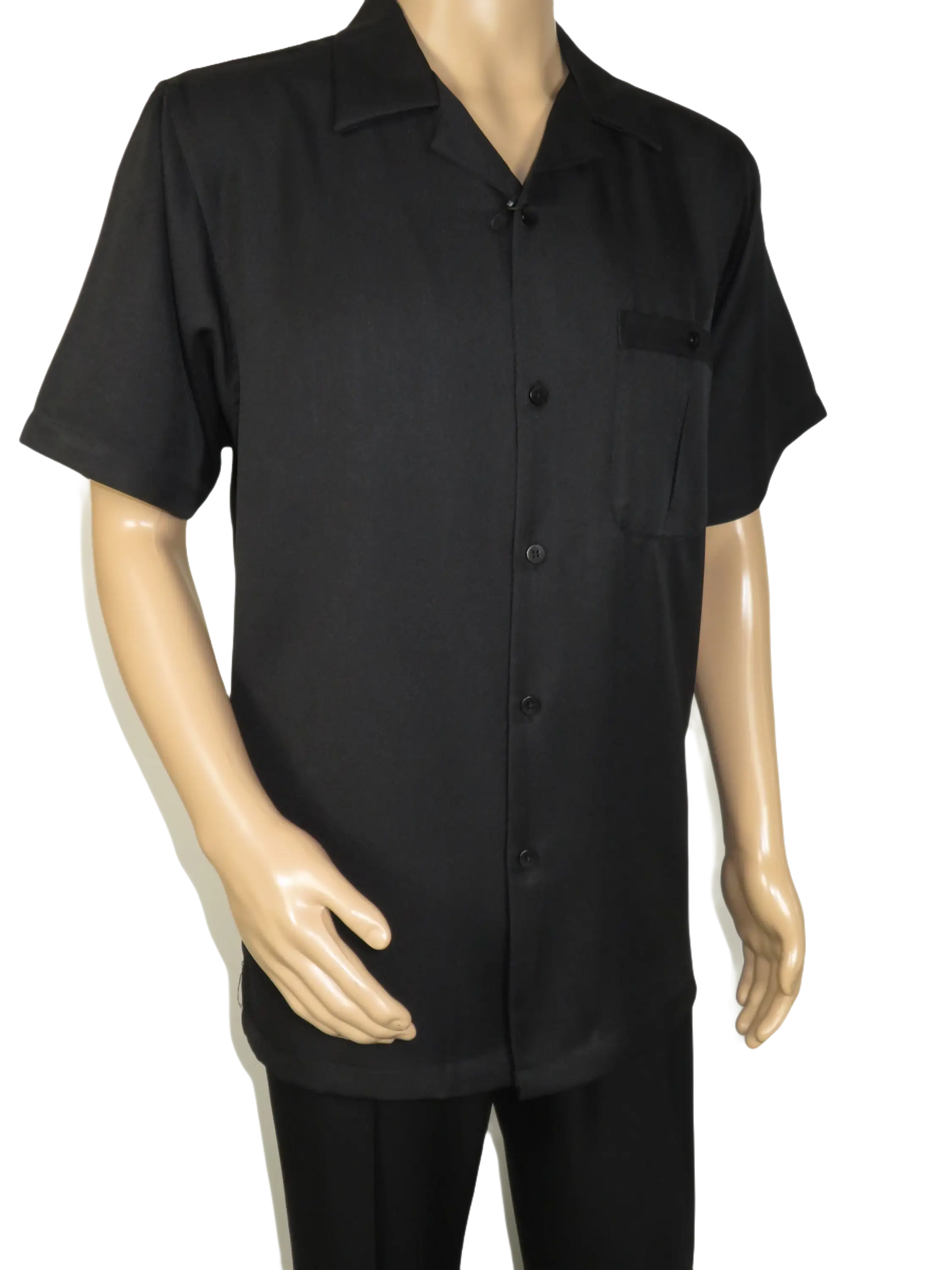 Men 2pc Walking Leisure Suit Short Sleeves By DREAMS 256-001 Black