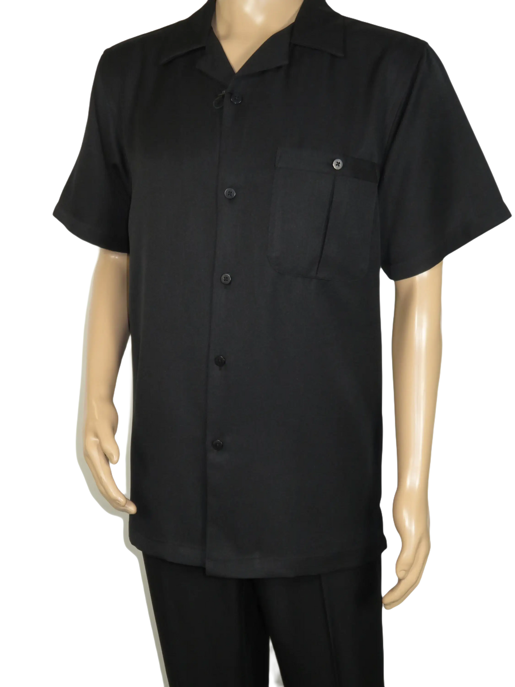 Men 2pc Walking Leisure Suit Short Sleeves By DREAMS 256-001 Black
