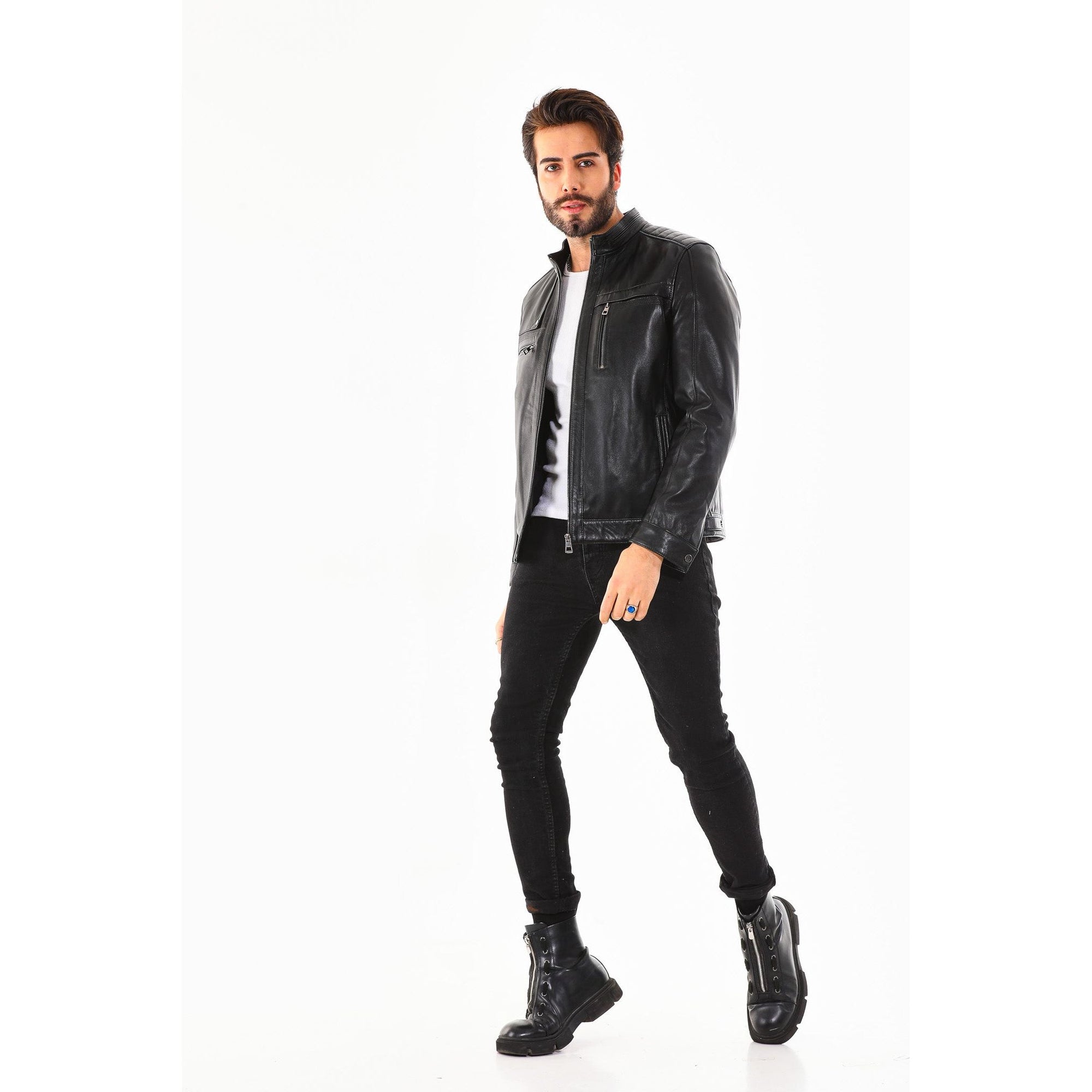 Vinci The Rossi Black Leather Men Jacket