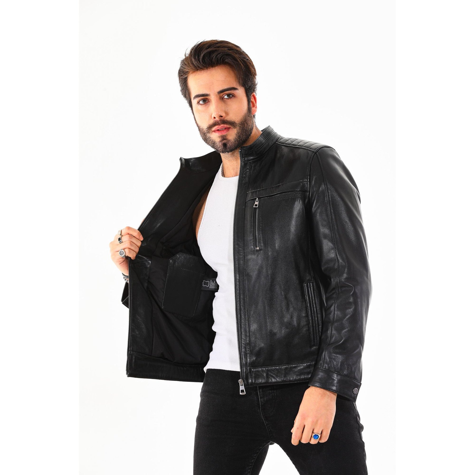 Vinci The Rossi Black Leather Men Jacket