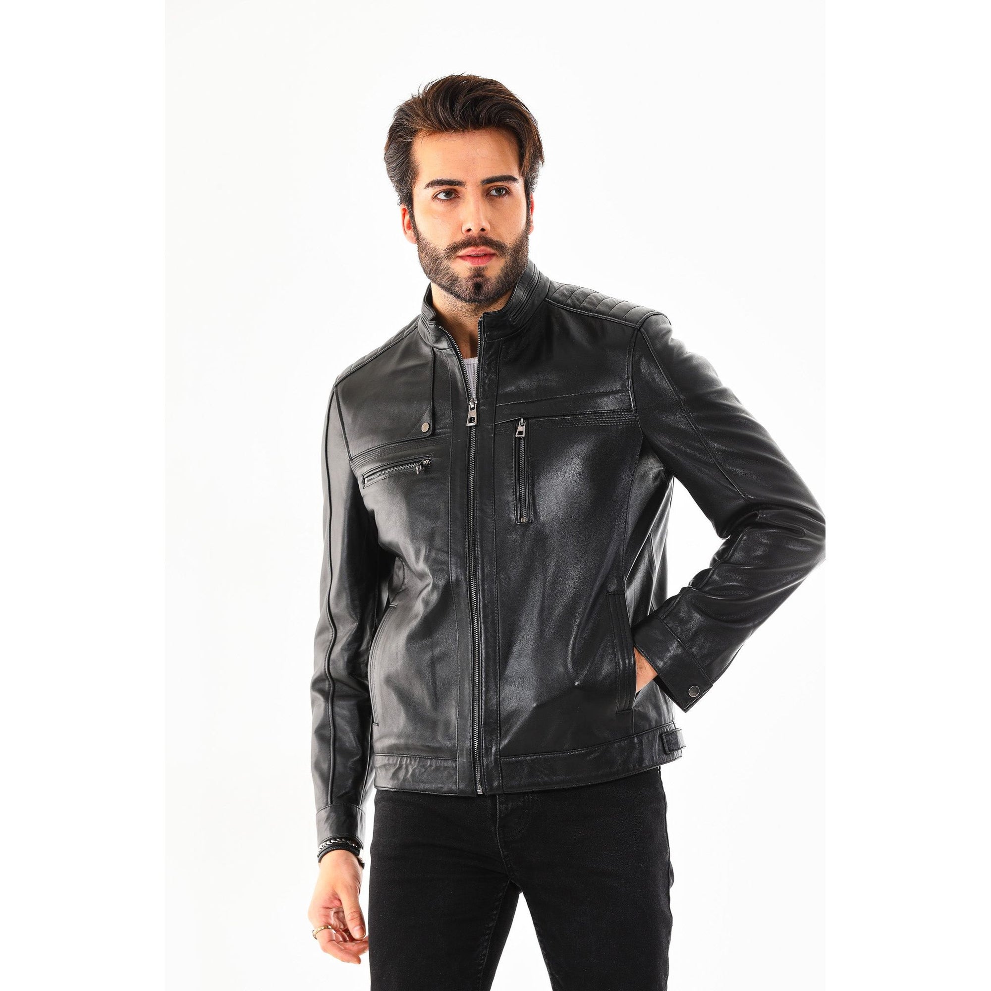 Vinci The Rossi Black Leather Men Jacket