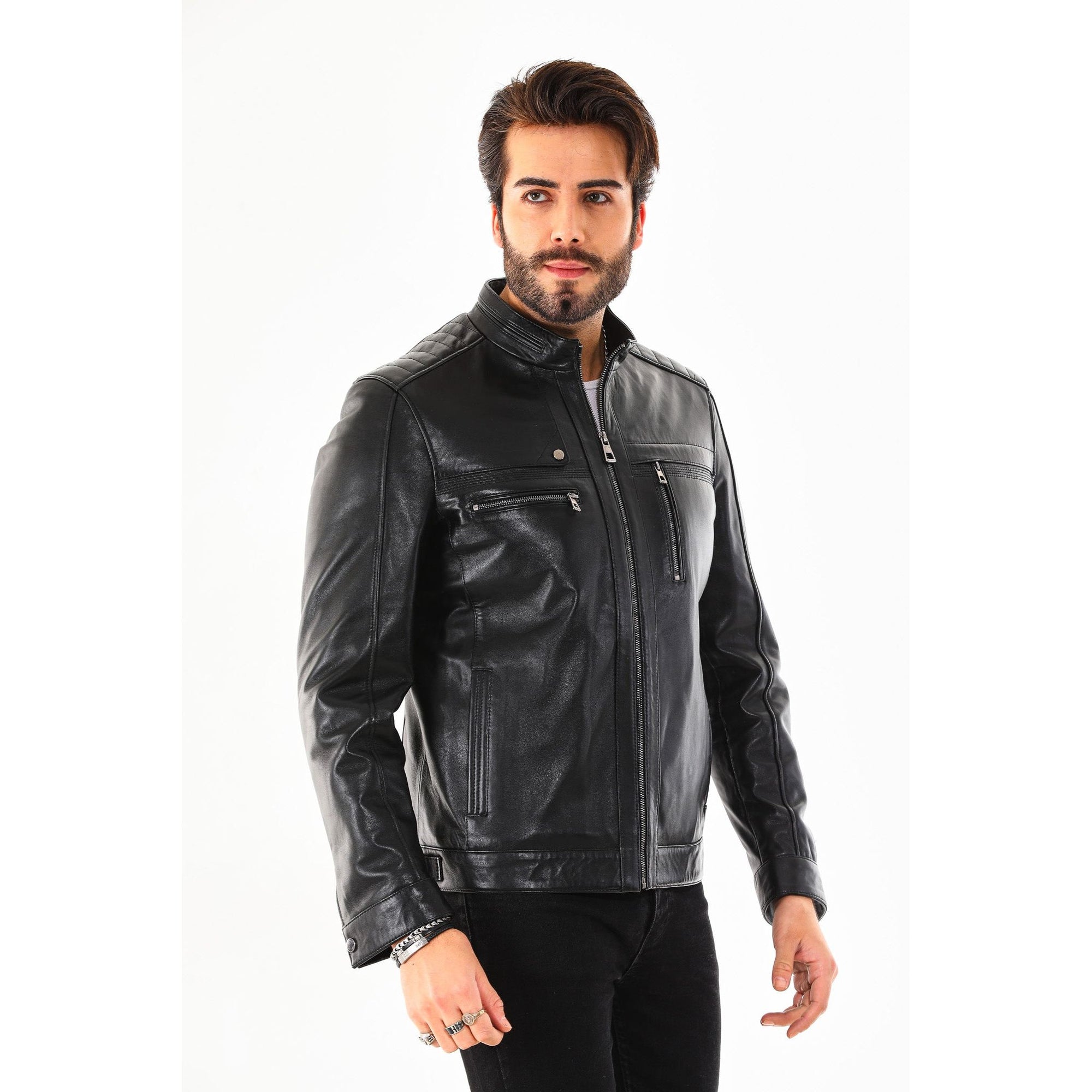 Vinci The Rossi Black Leather Men Jacket