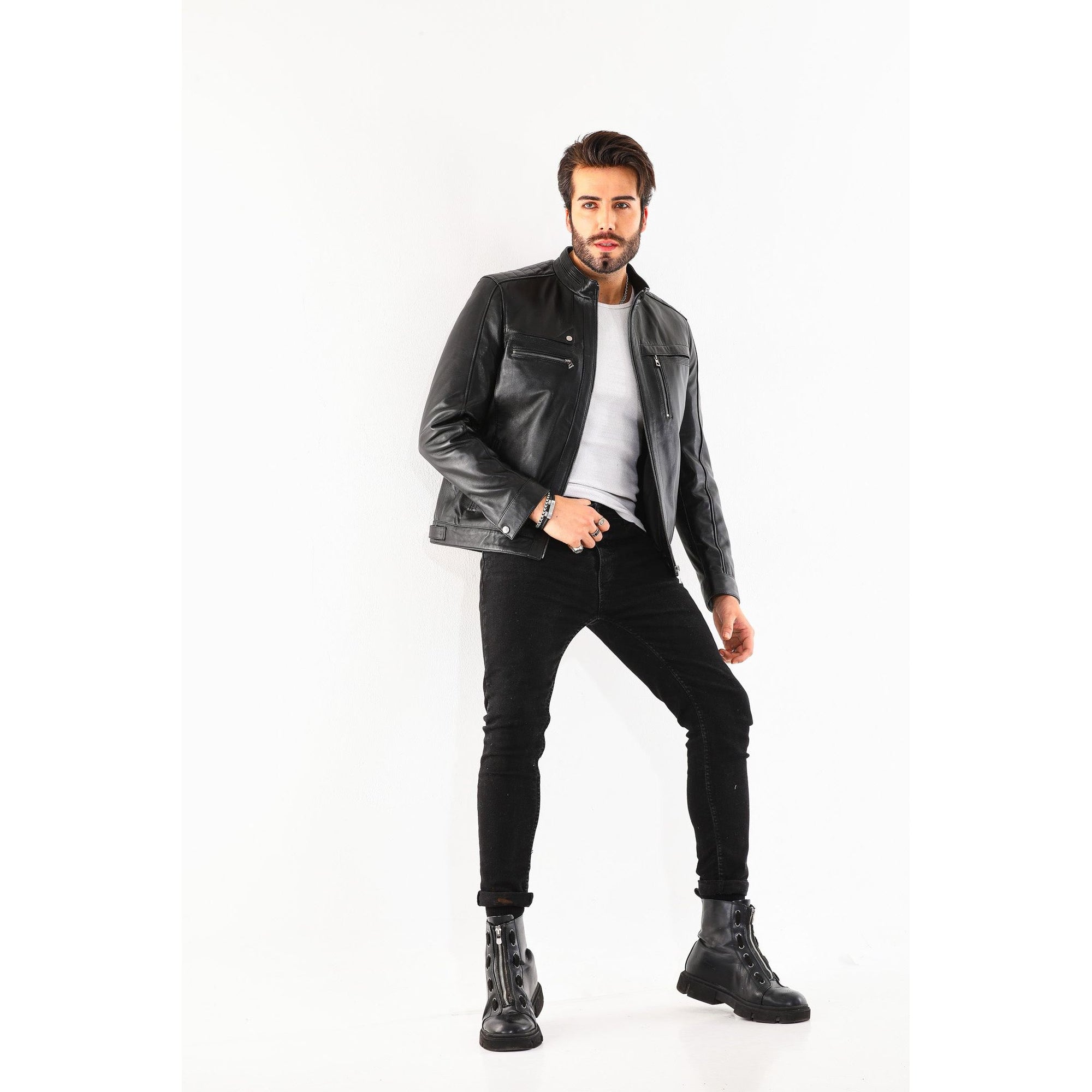 Vinci The Rossi Black Leather Men Jacket