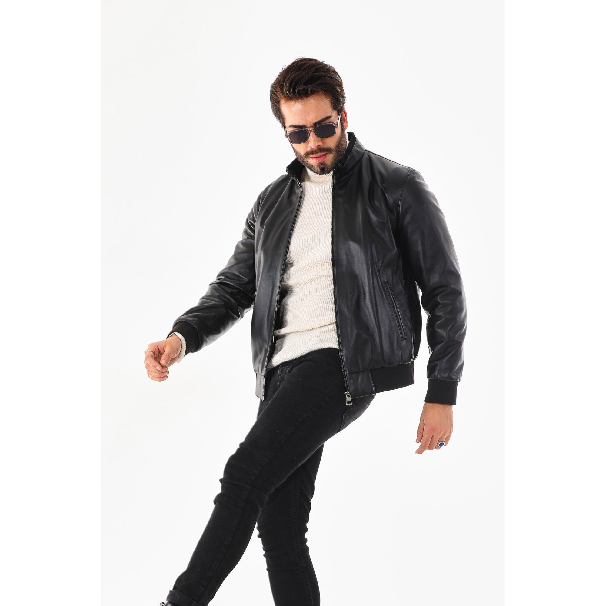 Monza Vintage Black Lambskin Men Leather Jacket