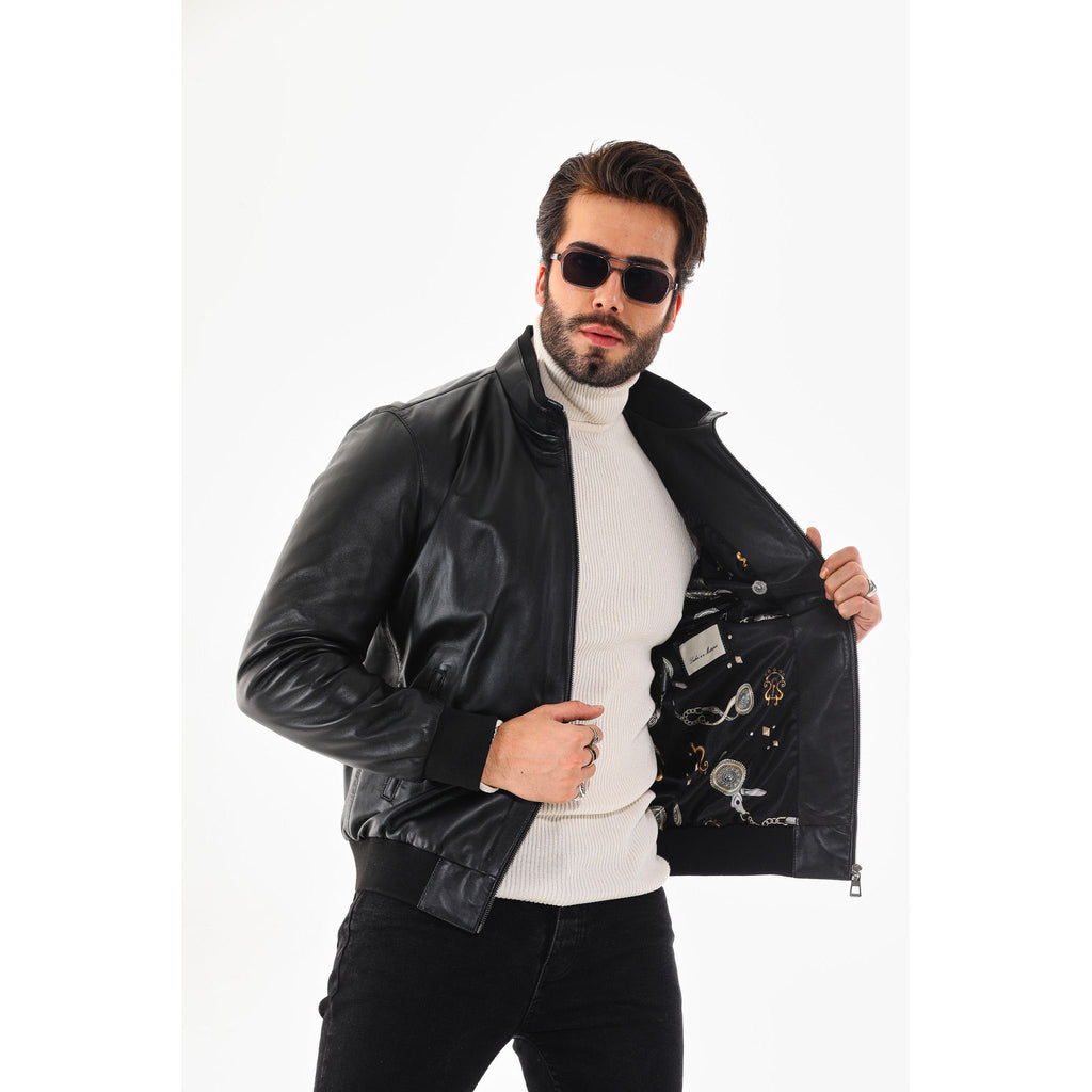 Monza Vintage Black Lambskin Men Leather Jacket