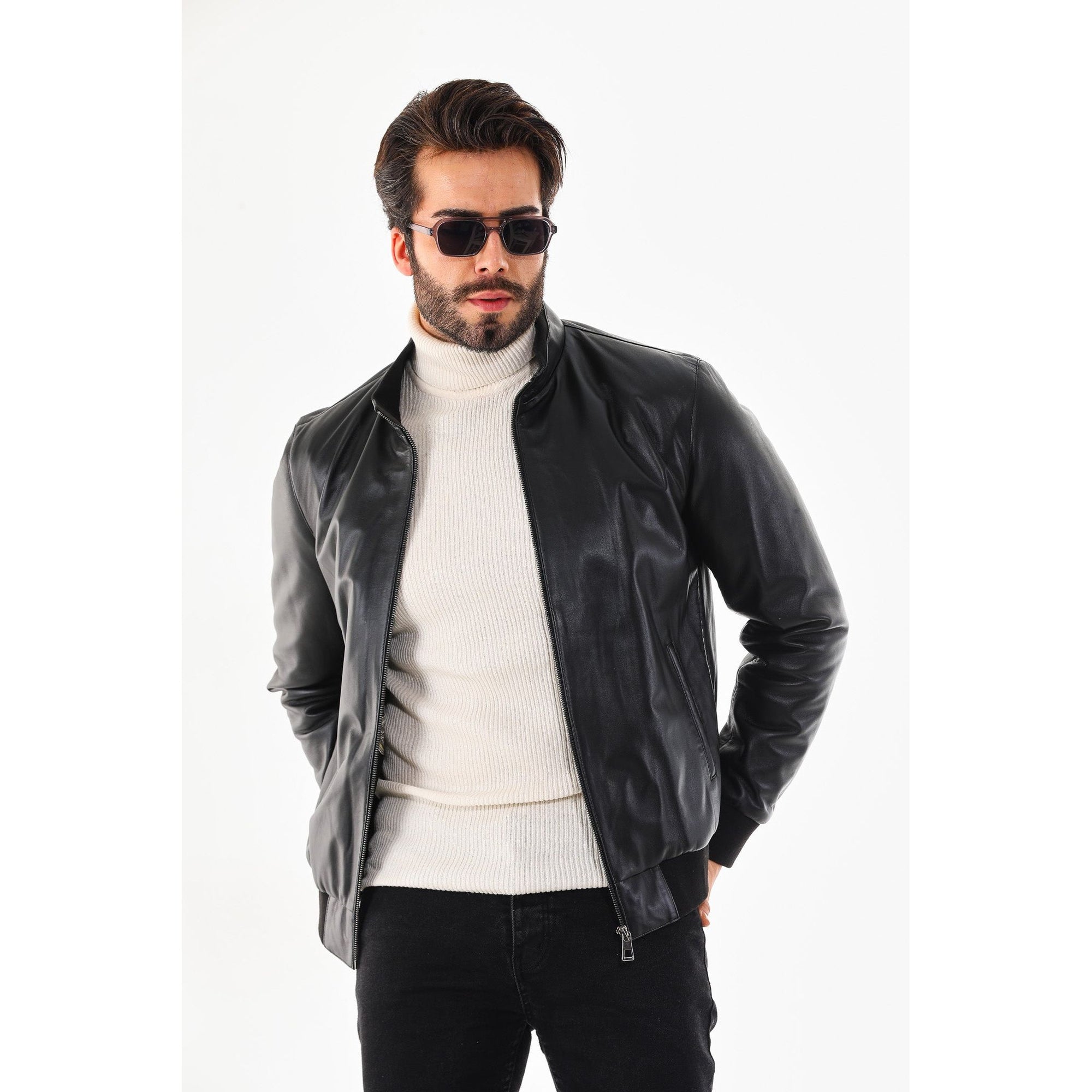 Monza Vintage Black Lambskin Men Leather Jacket