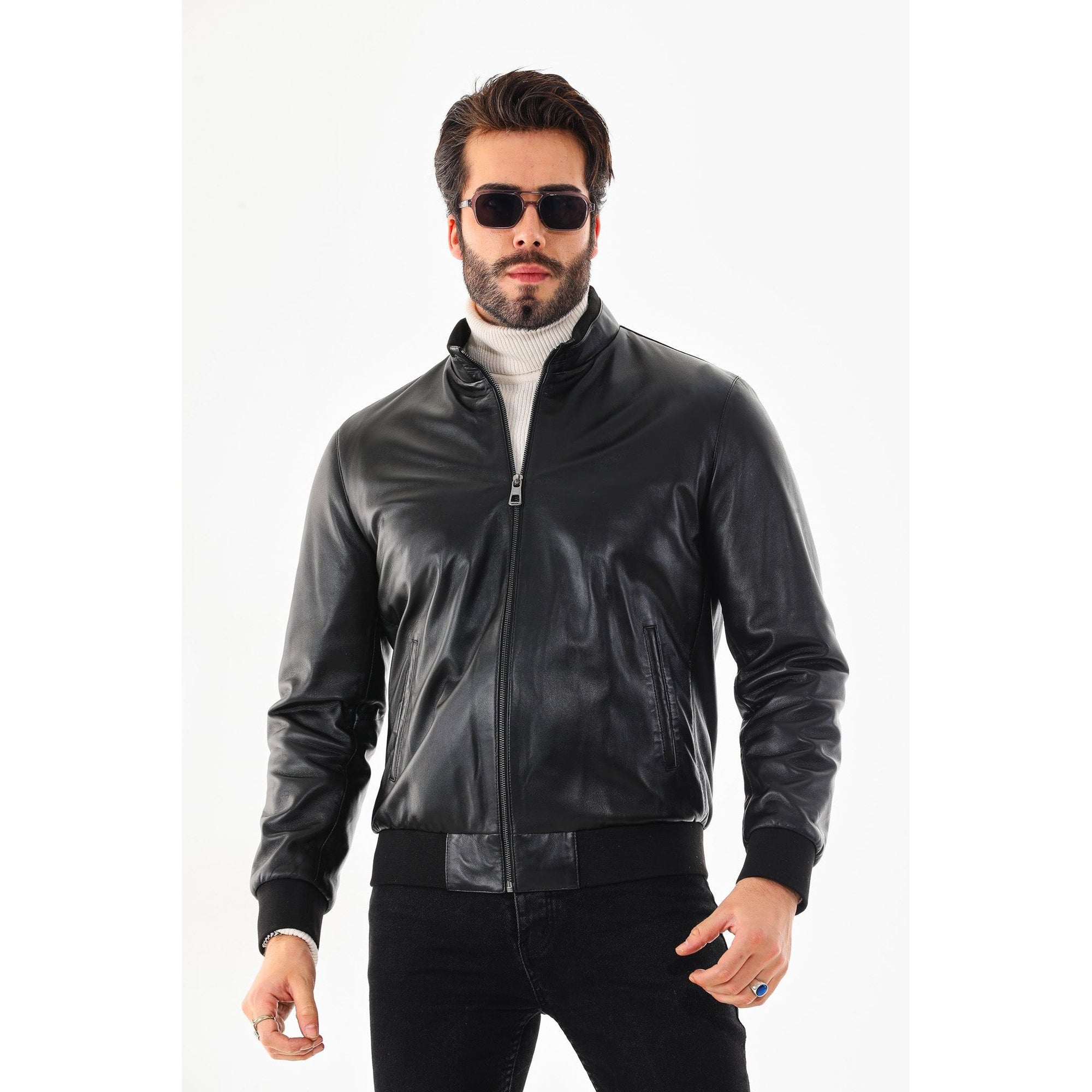 Monza Vintage Black Lambskin Men Leather Jacket