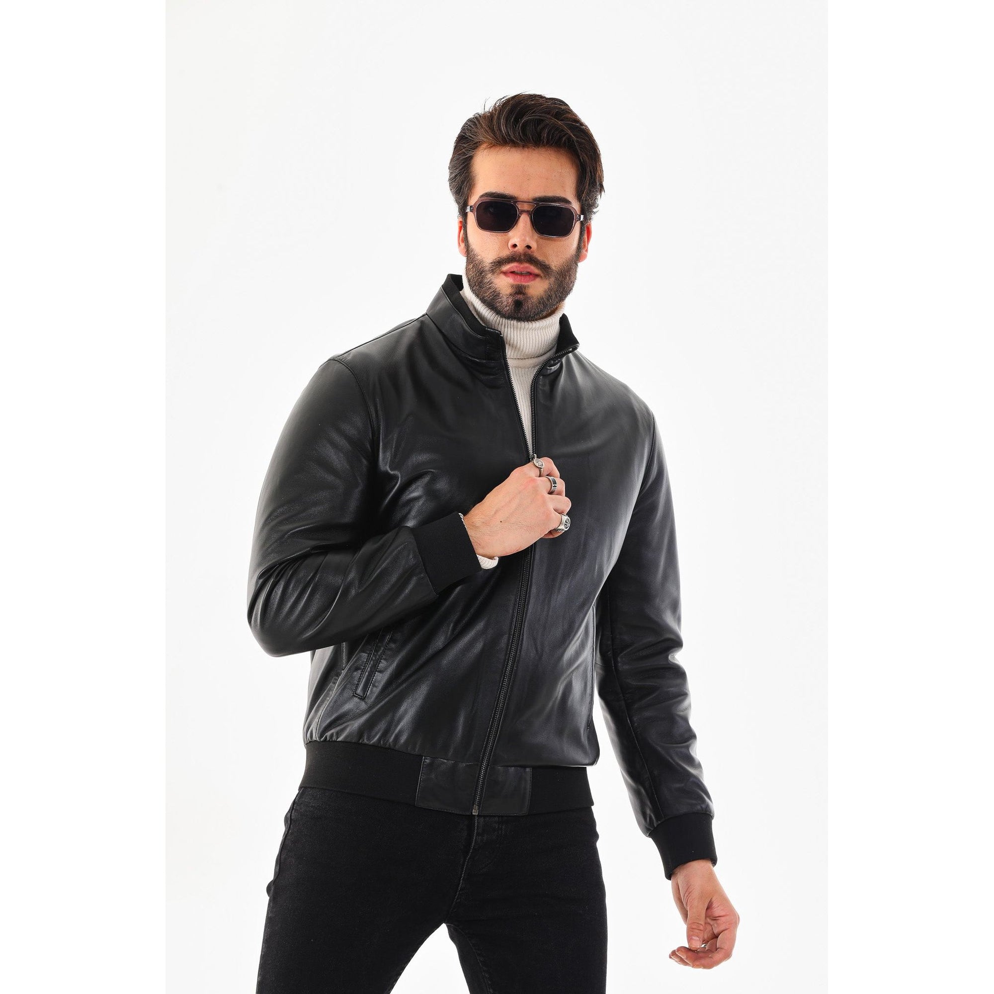 Monza Vintage Black Lambskin Men Leather Jacket