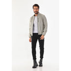 The Como Reversible Cream & Black Leather Bomber Jacket