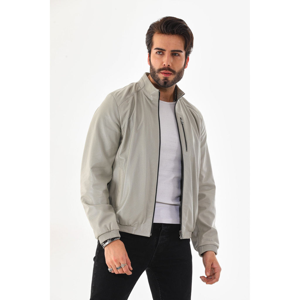 The Como Reversible Cream & Black Leather Bomber Jacket