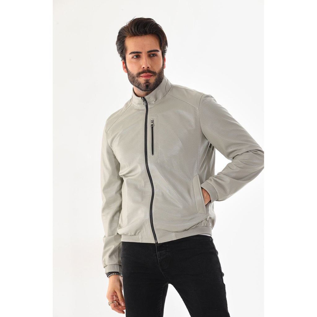 The Como Reversible Cream & Black Leather Bomber Jacket