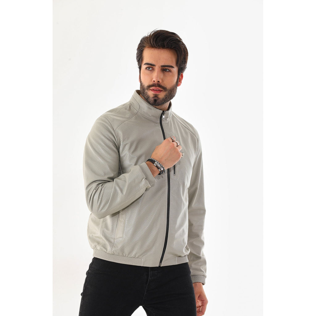 The Como Reversible Cream & Black Leather Bomber Jacket