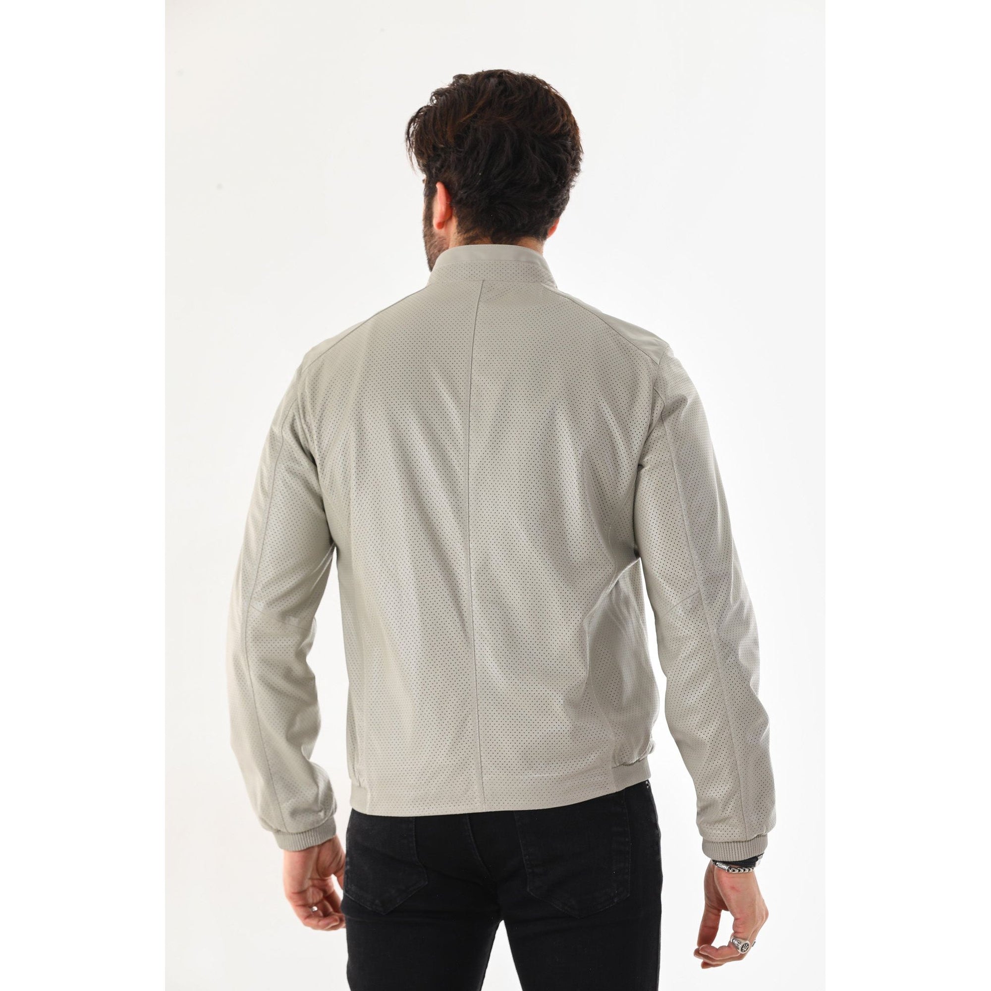 The Como Reversible Cream & Black Leather Bomber Jacket