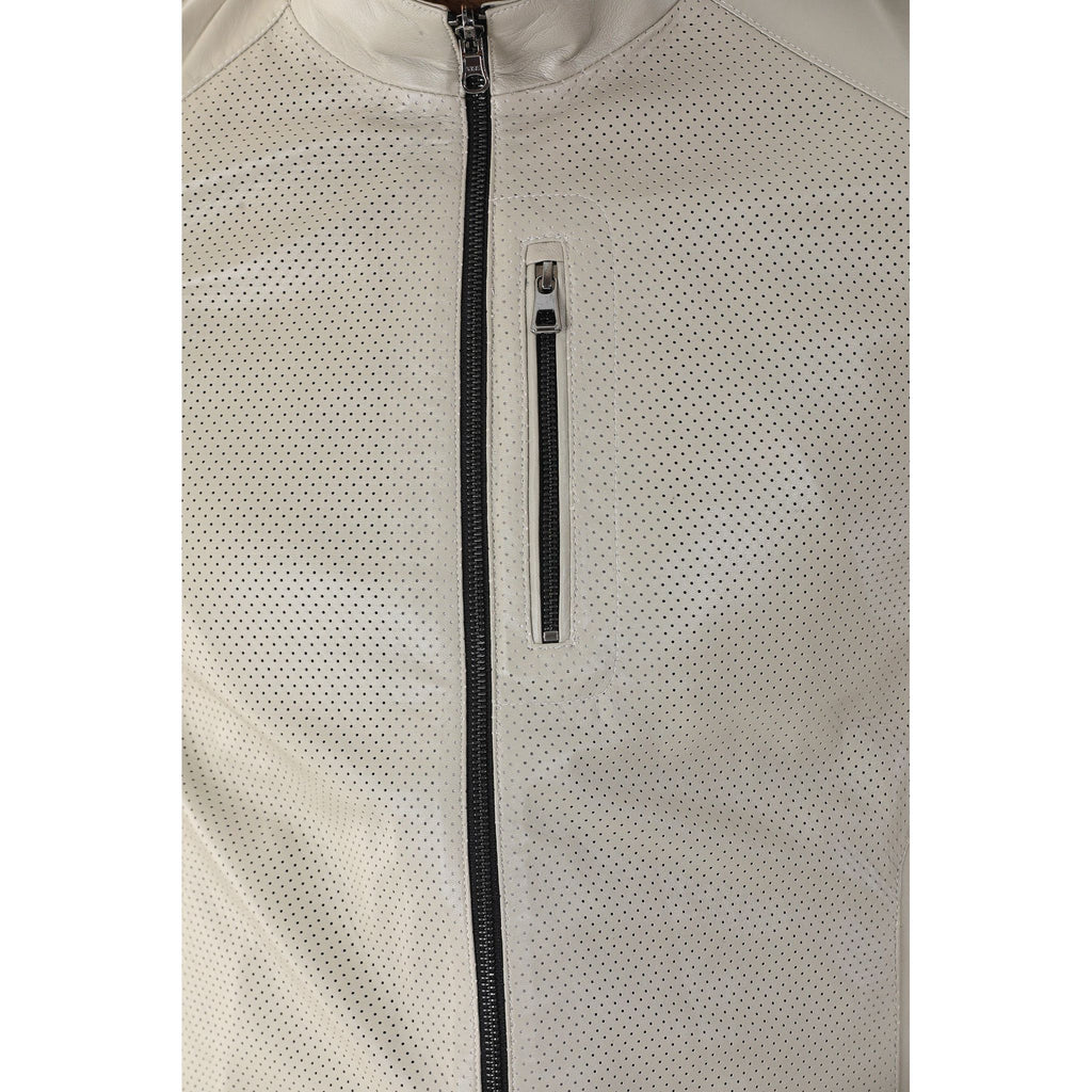 The Como Reversible Cream & Black Leather Bomber Jacket