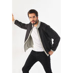 The Como Reversible Cream & Black Leather Bomber Jacket