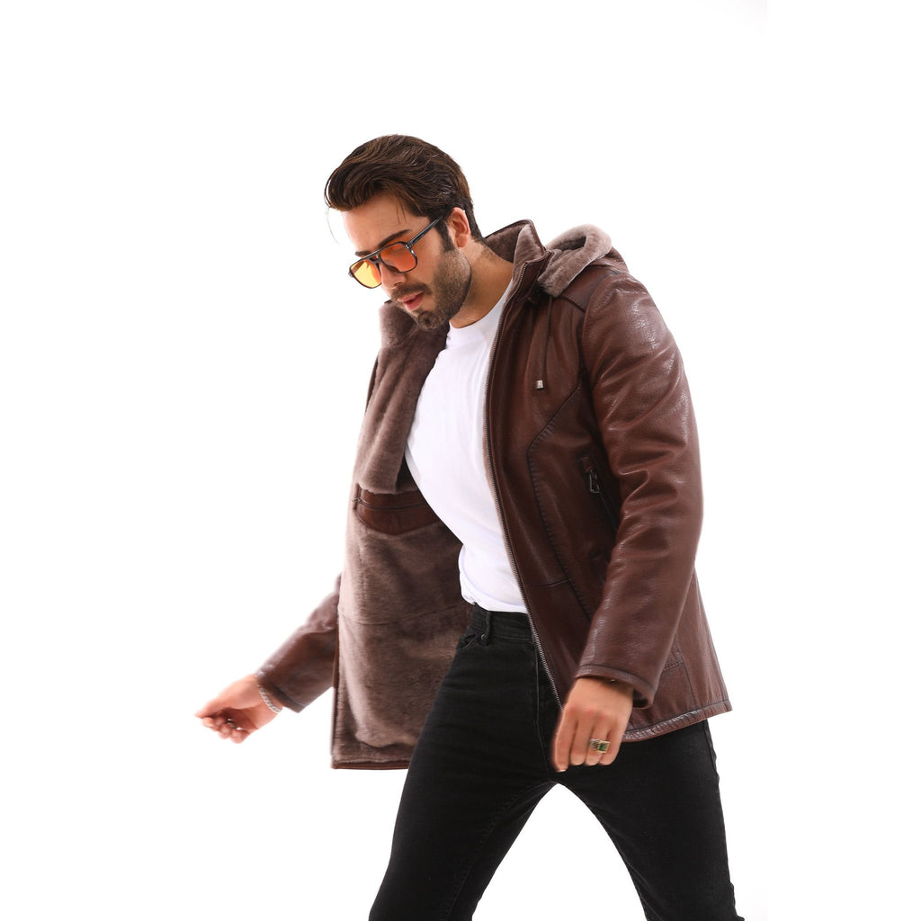 Vinci The Bergamo Brown Shearling Leather Men Jacket
