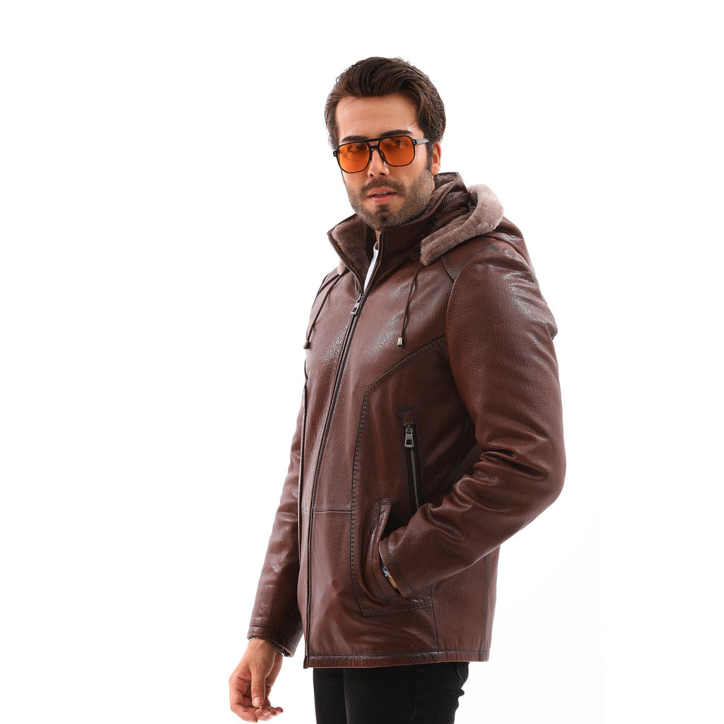 Vinci The Bergamo Brown Shearling Leather Men Jacket