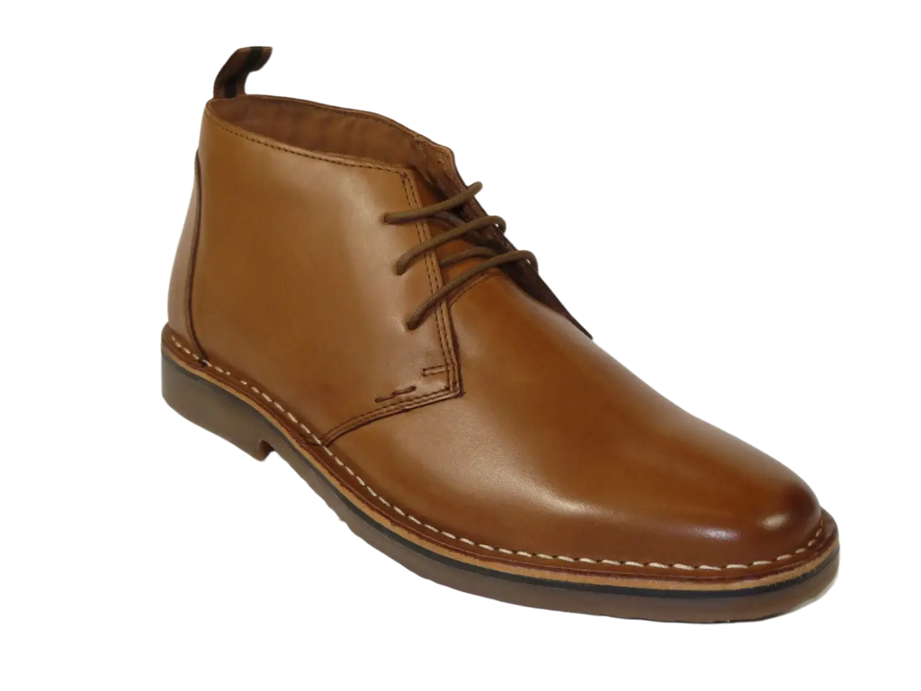 Men's Steve Madden Chuka Comfort Boot Soft Leather Lace up Harros Tan