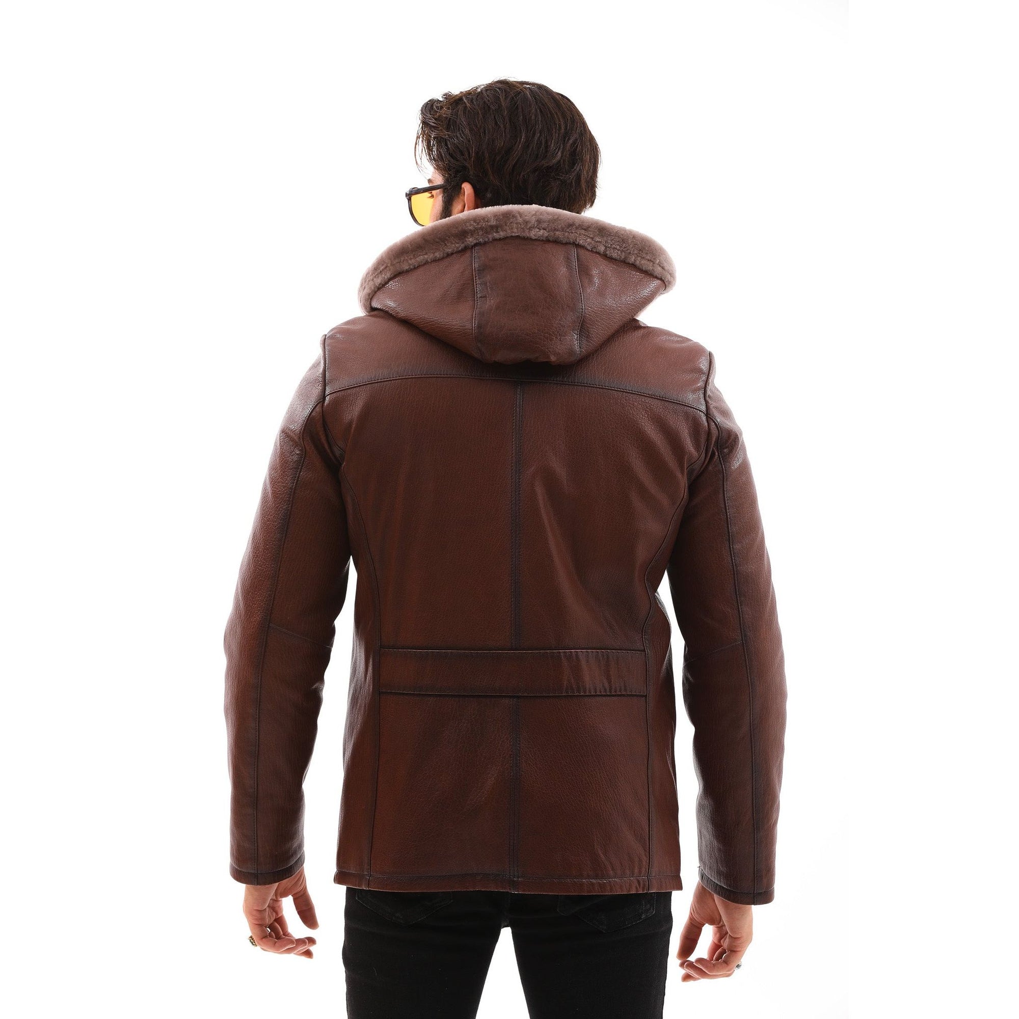 Vinci The Bergamo Brown Shearling Leather Men Jacket