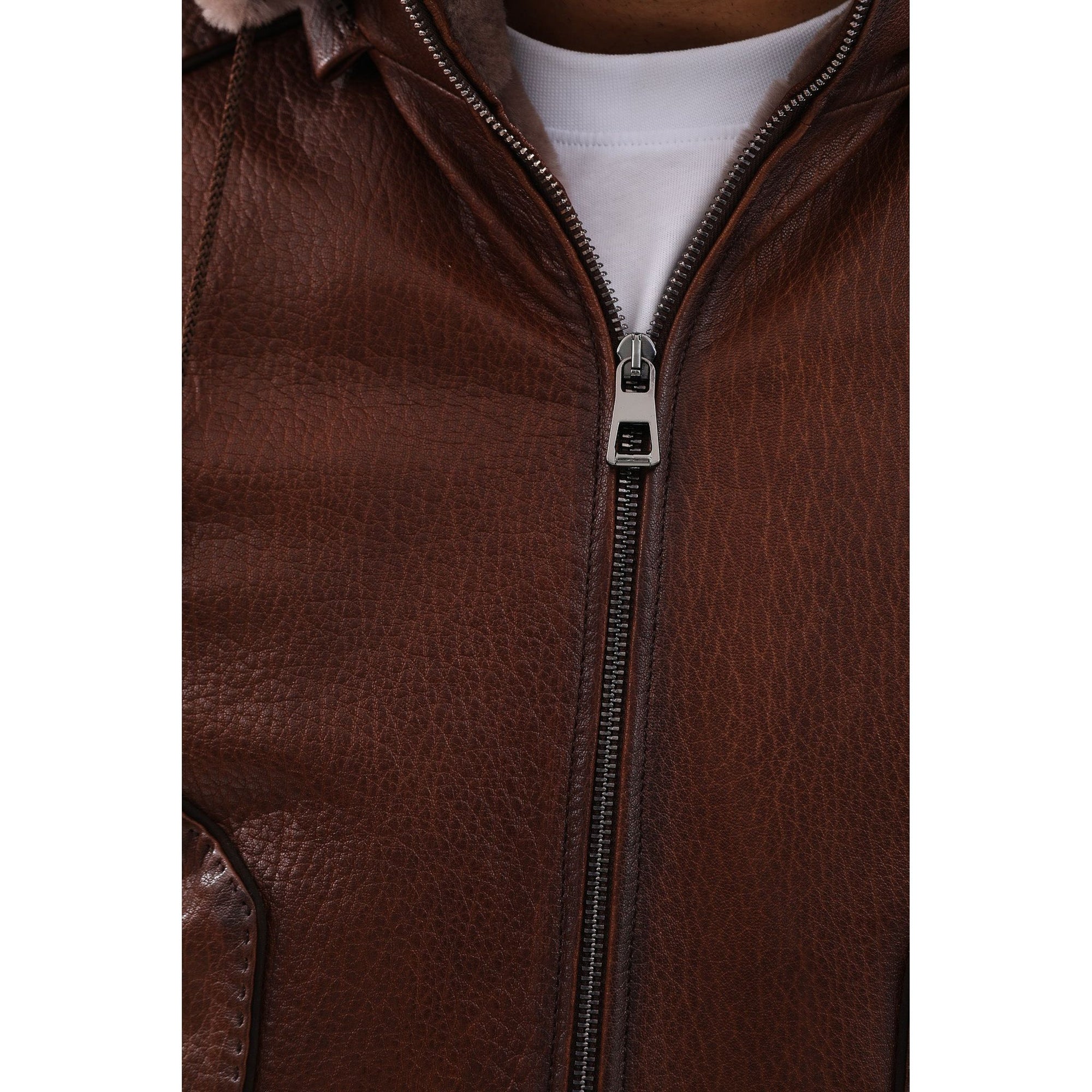 Vinci The Bergamo Brown Shearling Leather Men Jacket