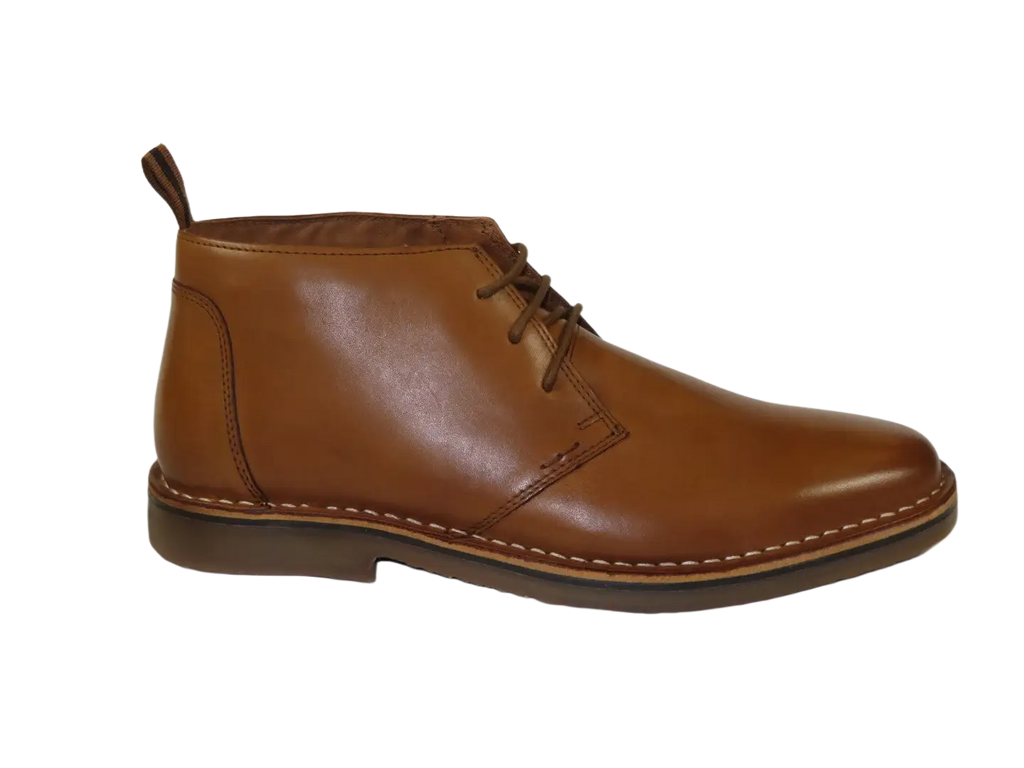 Men's Steve Madden Chuka Comfort Boot Soft Leather Lace up Harros Tan