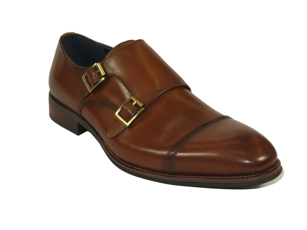 Men's Shoes STEVE MADDEN Leather upper Double Buckle Cap Toe TEON Tan