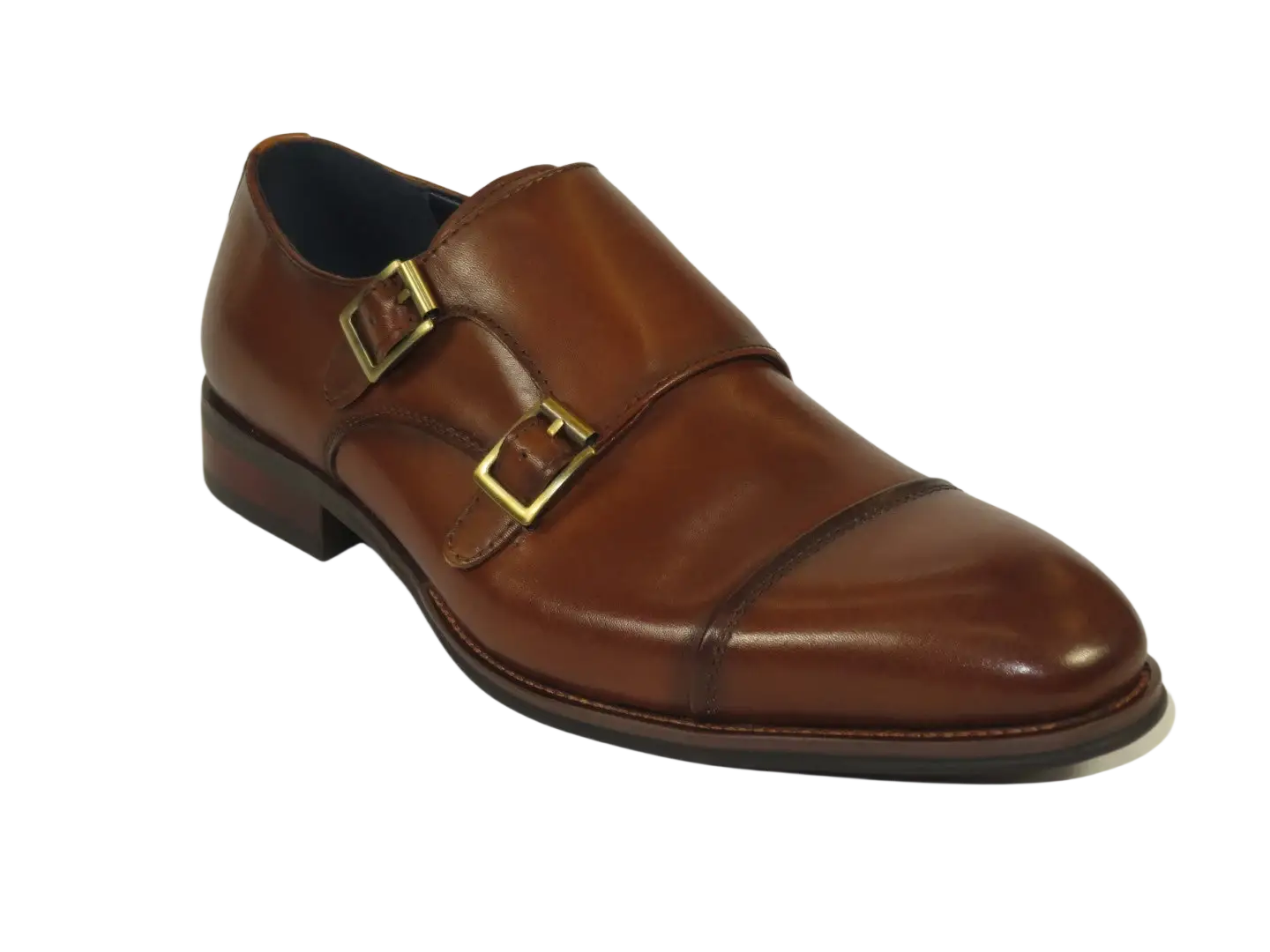 Men's Shoes STEVE MADDEN Leather upper Double Buckle Cap Toe TEON Tan