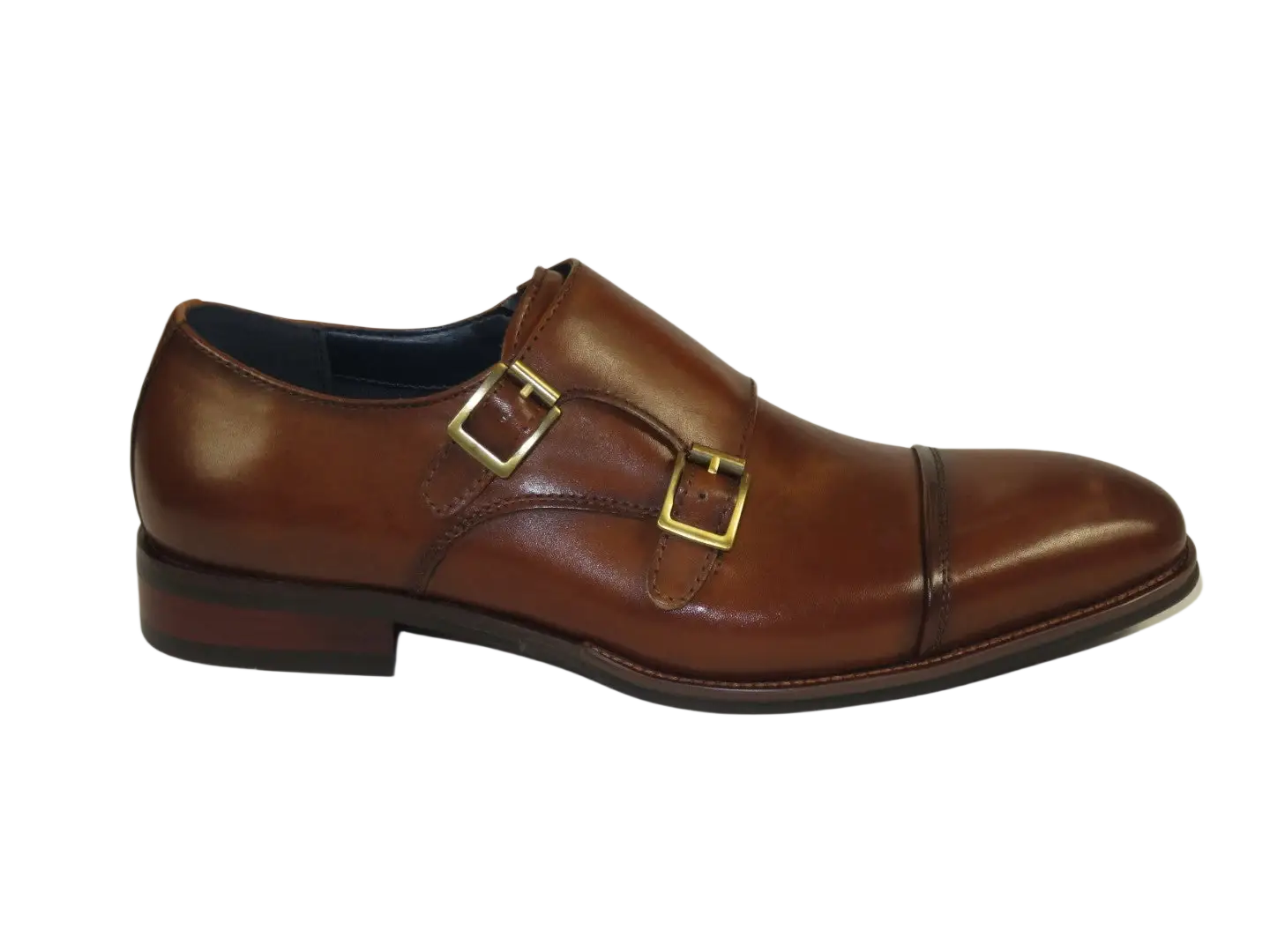 Men's Shoes STEVE MADDEN Leather upper Double Buckle Cap Toe TEON Tan