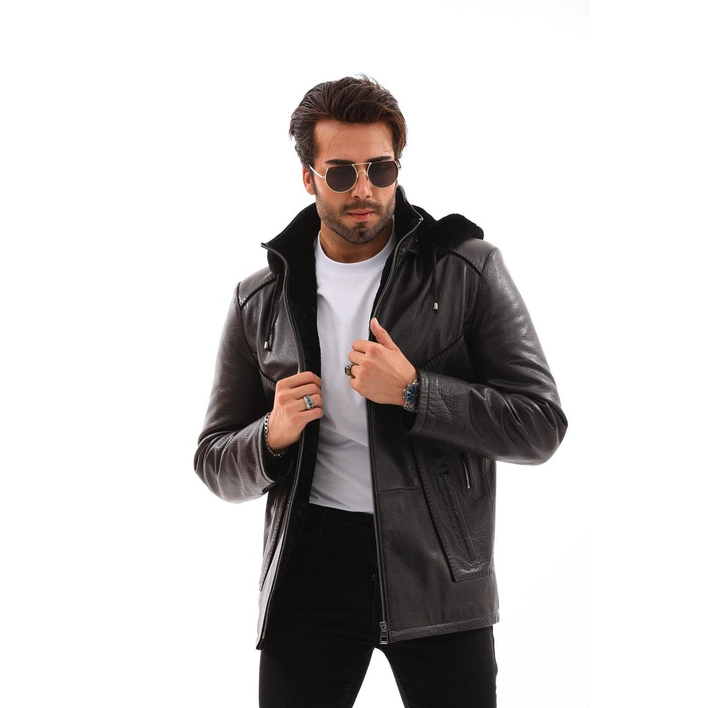 The Bergamo Black Shearling Leather Men Jacket